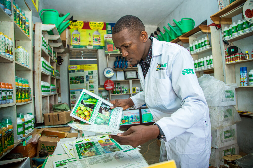 In this image Anthony, an owner of a small business, who is a leader among the youth in agriculture in Uganda